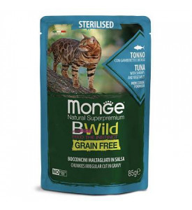 Monge, Cat Bwild Grain Free, влаж. корм д/стерил. кошек (тунец/крев.)